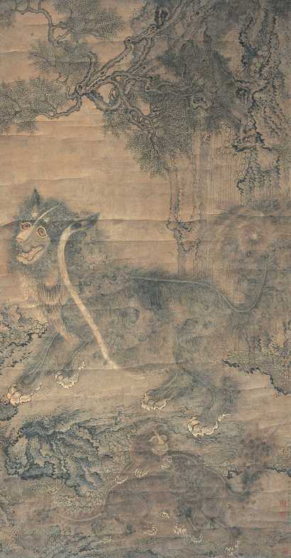 沈铨 麒麟图 立轴